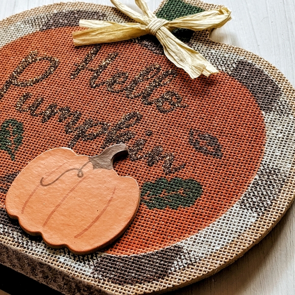 "Hello Pumpkin" 🎃 Fall Harvest Pumpkin Sign Home Decor Accent - Picture 4 of 6